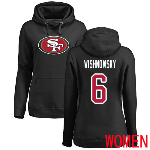 San Francisco 49ers Black Women Mitch Wishnowsky Name and Number Logo 6 Pullover